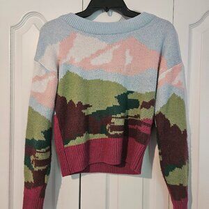 Wild Fable Multi-Colored Landscape Knit Sweater - Like New